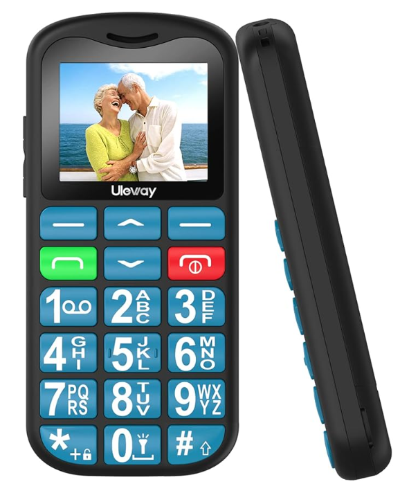 uleway Big Button Mobile Phone for Elderly - Easy to Use Basic Device With SOS Emergency Button, Large Volume, Flashlight, FM Radio (Black)